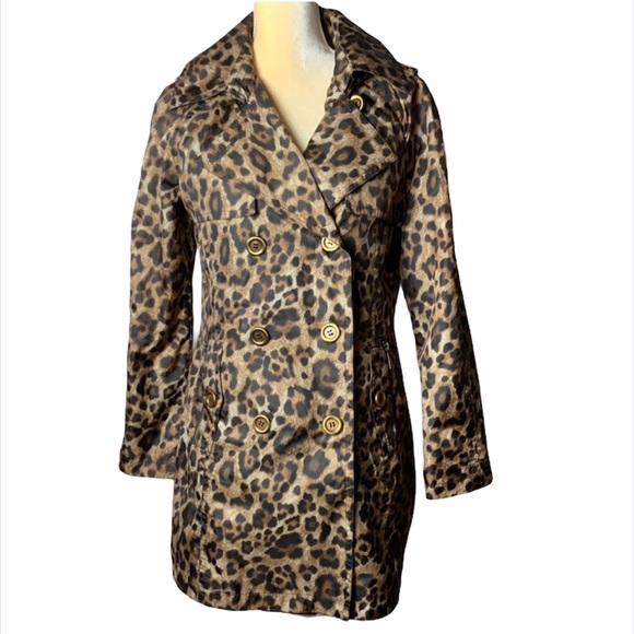 MICHAEL Michael Kors Jackets & Blazers - Michael Kors Leopard Hooded Trench Coat Sz Med